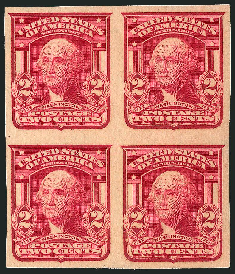 2c Lake, Ty. II, Imperforate (320a).> Mint N.H. block of four, large margins and rich color, Extremely Fine, Scott Retail as two Mint N.H. pairs