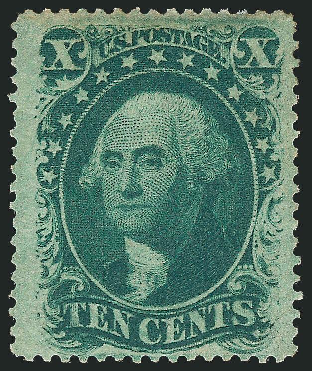 10c Green, Ty. V (35).> Original gum, lightly hinged, attractively centered and wonderful deep rich color, Very Fine, with 1996 P.F. certificate