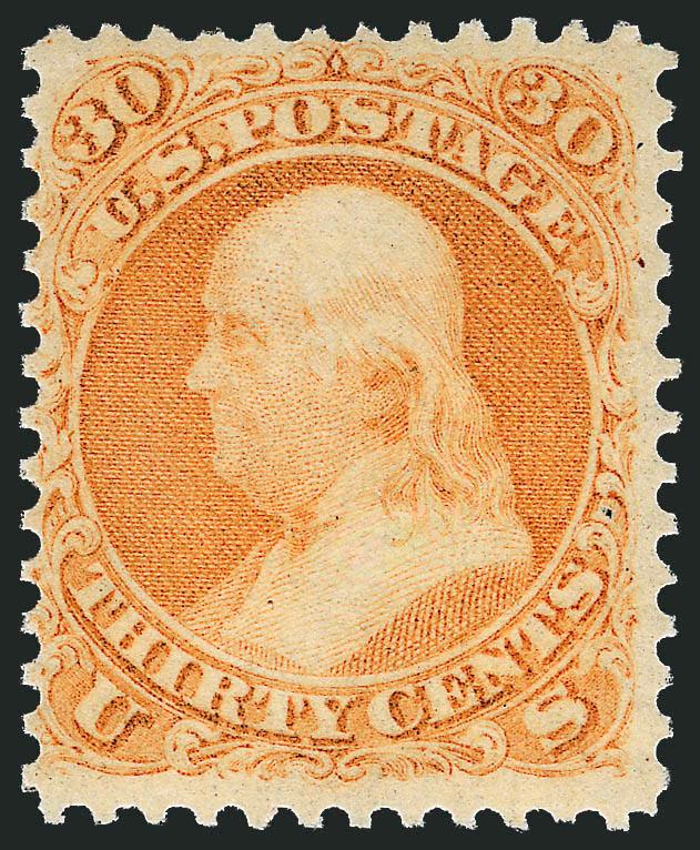 30c Orange (71).> Original gum, brilliant color as fresh as the day it was printed, long and full perforations all around, fresh and Fine, ex Hansen, with 1994 (for pair) and 2008 P.F. certificates