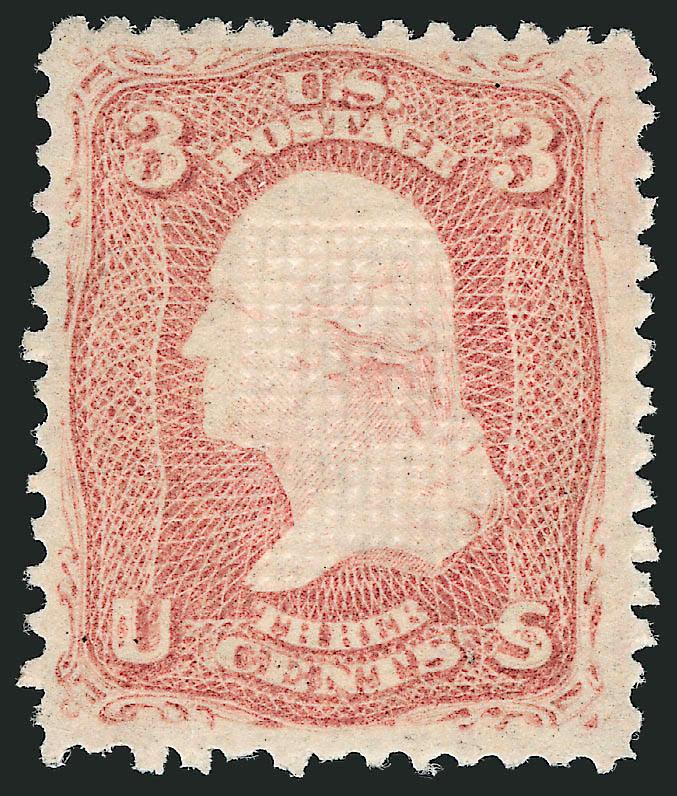 3c Rose, E. Grill (88).> Original gum, lightly hinged, clearly-defined grill, brilliant color, fresh and Very Fine, ex Hoffman, with 2002 P.F. certificate