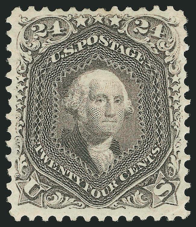 24c Deep Violet, Re-Issue (109).> Original gum, lightly hinged, deep rich color and proof-like impression, well-balanced margins<><>^VERY FINE AND CHOICE ORIGINAL-GUM EXAMPLE OF THE 24-CENT 1861
RE-ISSUE.^<><>Only 346 sold. Ex Weisman, Vineyard a