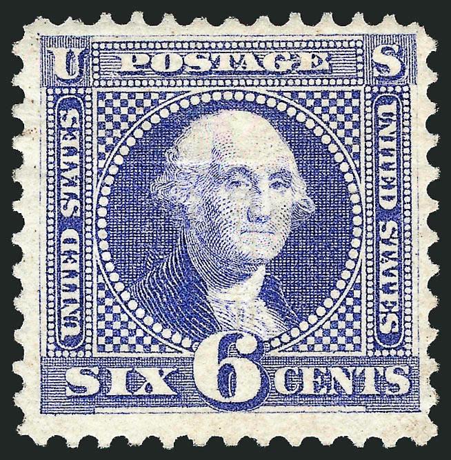 6c Ultramarine (115).> Original gum, well-centered, bright color on fresh paper, clearly visible grill points<><>^VERY FINE ORIGINAL-GUM EXAMPLE OF THE 6-CENT 1869 PICTORIAL ISSUE.^<><>With 2000 and 2008 P.F.
certificates