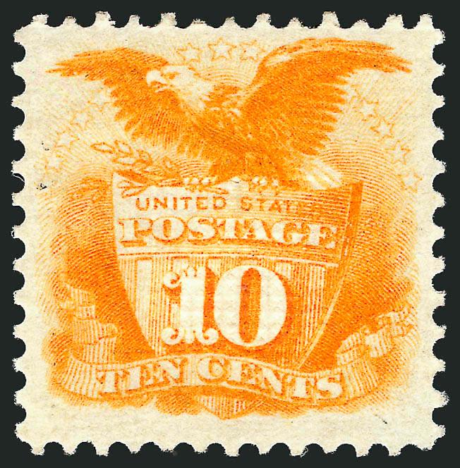 10c Yellow (116).> Original gum, vibrant color, well-centered, Very Fine, a lovely original-gum example of the 10c 1869 Pictorial, with 2008 P.F. certificate