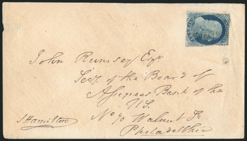 1c Blue, Ty. IV (9).> Margins to in, tied by <U.S.P.O. Despatch, Pre-Paid One Cent> oval handstamp on cover to local Philadelphia street address, some toning, Fine, scarce, ex Neinken